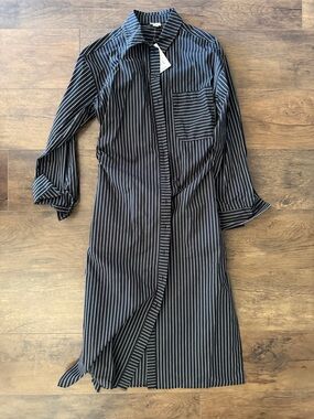 a new day Black and White Striped Midi Shirt Dress